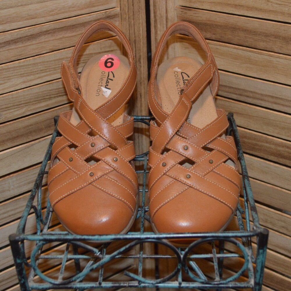 Clarks Collection 6 Brown Leather Fisherman Sandals